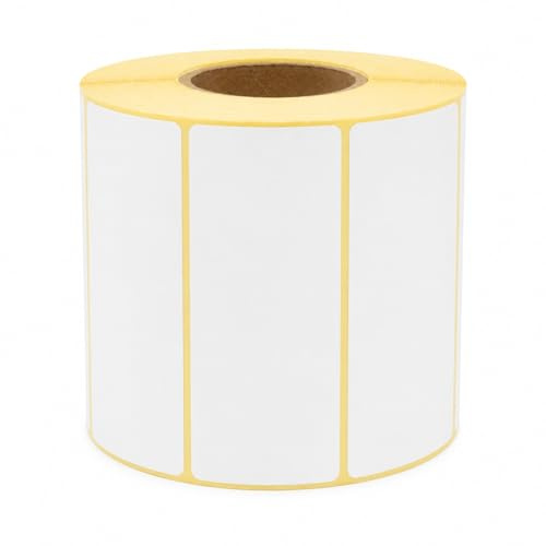 MD Labels Etichette termiche bianche su rotolo 100 x 50 mm 1000 pezzi autoadesive permanenti, per codici a barre, etichette adesive bianche per scrivere etichette termiche
