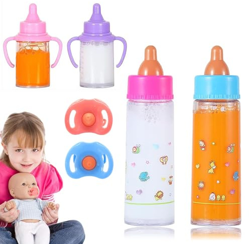 Ruikdly Botella mágica, 6 Unidades, biberones mágicos con Chupete, Accesorios para muñecas, Accesorios para muñecas de bebé