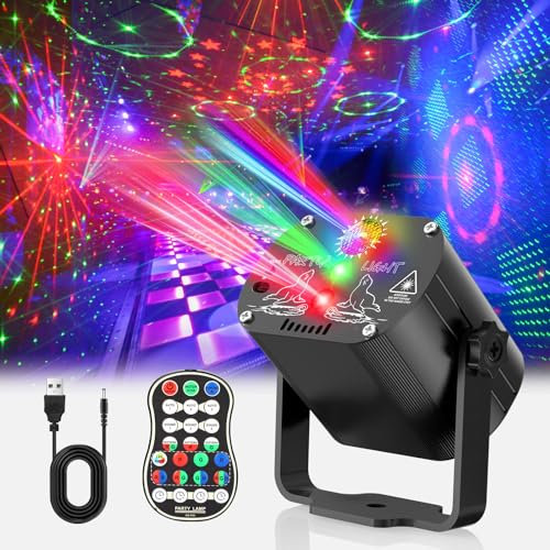 Tyonto Mini luci discoteca, Luce da luci palla Festa Musicale Controllata7 Diversi Modelli Effetto Strobo luce discoteca Telecomando e USB 2M per Famiglia, Festa Disco Bambini (Nero, Modello USB)