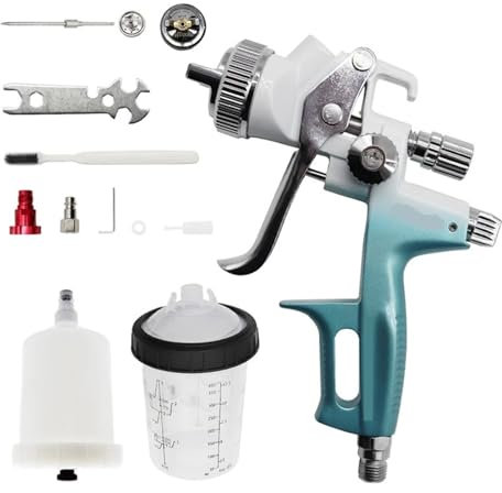 MZZYG Gravity Feed Air Spray Gun Spray Gun Nozzle 1.3 And1.8mm With 400CC Mix Tank And Adpater Car Paint Gun Varnish Paint Sprayer 4000B Air Spray Gun For Cars Wall Furniture(Color:B)