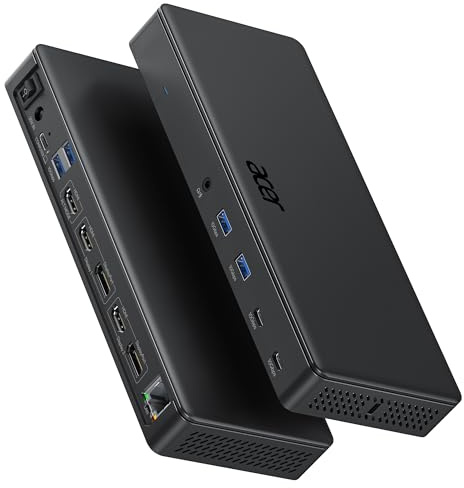 Acer 15-in-1 Laptop Docking Station Supporta Monitor Tripli DisplayLink, Docking Station USB C, Adattatore di Alimentazione 130W, trasferimento dati 10Gbps, Ethernet 1Gbps per PC ecc.