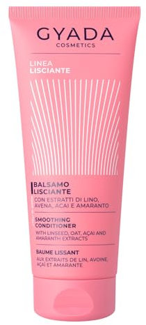 GYADA COSMETICS, Balsamo Lisciante, Leggero, Disciplinante e Antistatico per Capelli Lisci, Setosi e Luminosi, con Estratti di Lino, Avena, Acai e Amaranto, 200 ml