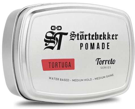 Störtebekker® Premium Pomade Tortuga - Pomada para hombre 'Torreto Series' con base acuosa – Medio agarre – Brillo medio – Cera para el pelo 125 ml – Barbershop – Pérdida para el pelo – Fabricado