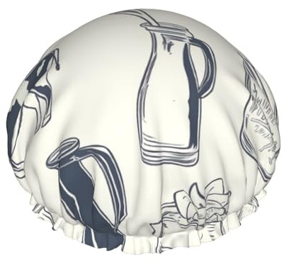 Gorro de ducha de doble capa de leche fresca para mujer, reutilizable, adecuado para baño de spa