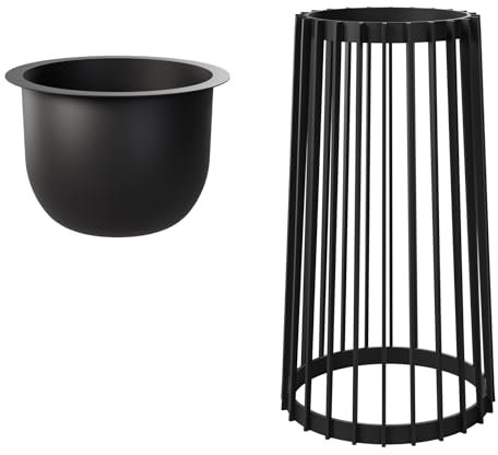 MELTOM Blumenkübel Blumentopf Pflanztopf Rund Dekorativ Ständer Plastikständer (Schwarz, XL Topf + XXL Ständer)