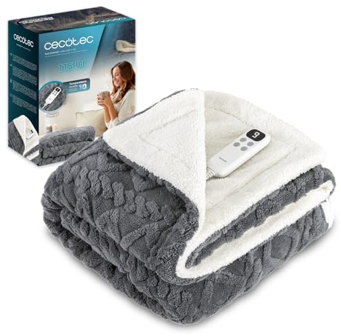 Cecotec Manta Eléctrica 180x130cm HeatConfort Luma (180 x 130). 115W, 10 Niveles de Temperatura Ajustables, Controlador LCD Extraíble, Temporizador con Apagado Automático, PTC+ Tecnología NTC