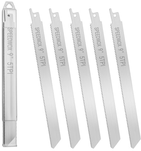 SPEEDWOX Lame per sega alternative da 9 pollici per tagliare le ossa di carne congelata, 5 lame Sawzall in acciaio inox con scatola di immagazzinaggio
