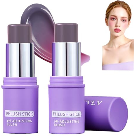 2 st Rouge Stick Ph-aktiverad, Multi-Use PH Blush Stick, ögon, läppar, kinder | Rosa krämrouge, naturlig och lätt, uppfriskande och närande makeup med färgjusteringseffekt, mångsidig sminkpinne