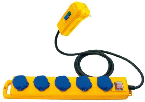 Brennenstuhl Super-Solid SL 544 D FI IP44 Steckdosenverteiler Baustelleneinsatz und Outdoor 5-fach 5m, 1159870816 (Einzeln, IP44 Steckdosenverteiler)