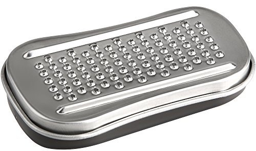 FACKELMANN Muskatreibe mit Deckel, Edelstahl, Grau/Silber, 17 x 7.9 x 2 cm