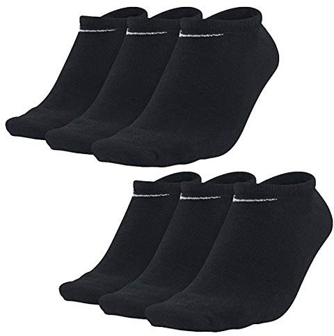 NIKE Sneakersocken Socken 6 Paar Weiß Grau Schwarz Herren Damen Füßling SX2554, Farbe:Schwarz, Socken Neu:38-42