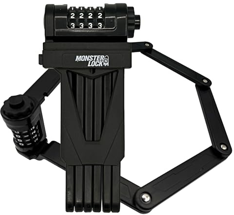 Monster Folding Bike Lock – Heavy-Duty Anti-Theft Hardened Steel, Rust-Proof, Foldable Compact High-Security Lock for Bicycle, Scooter & Motorcycle