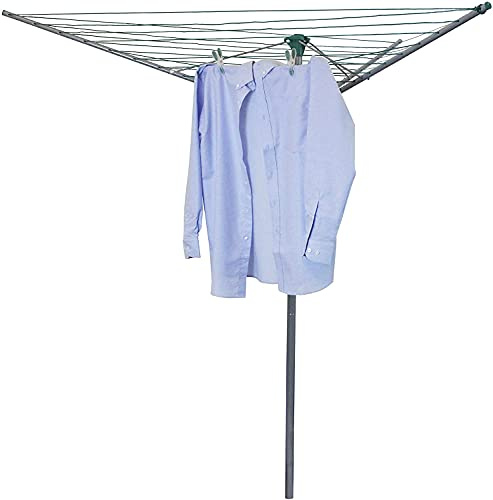 Rotary 30m 3 Arms Garden Washing Line Clothes Airer Dryer Pole Powder Coated Steel Folding Laundry outdoor Support prop Airer Tree umbrella system Free Rain PVC Cover, Ground Spike