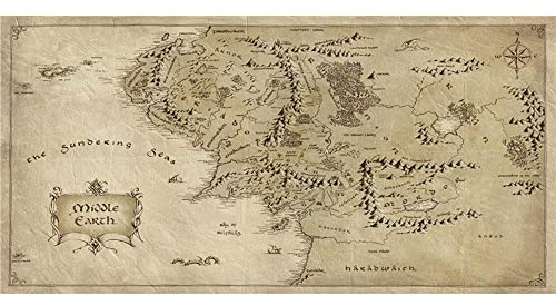 HWNU Canvas Painting Map of Middle Earth Posters and Prints Vintage Style Movie Wall Art Picture for Boy Room Office Decor Frameless (60X120cm No Frame)