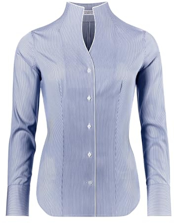 Vincenzo Boretti Chemisier Femme, légèrement cintré, Tissu Infroissable et Respirant - agréable à Porter, 100% Coton, col Calice, Manches Longues, uni