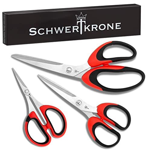 Schwertkrone Schere Universalschere Haushaltsschere Papierschere Nähschere Büroschere Stickschere (3er Scheren-Set)