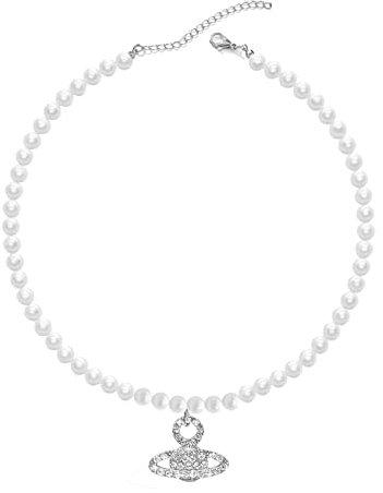 MAKOBLESSMOMO Perlenkette für Frauen und Mädchen, Diamant-Perlen-Strass-Schlüsselbeinkette, Geburtstags-Jubiläums-Schmuckgeschenk