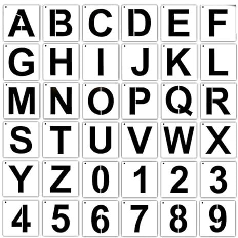 KVSERT Buchstaben-Schablonen zum Malen , 36 Stück, Buchstaben- und Zahlenschablonen, wiederverwendbare Schriftvorlagen für Heimdekoration