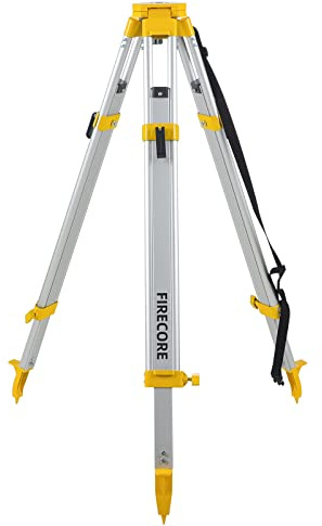 Firecore Aluminum Survey Tripod, Heavy Duty Contractor Tripod with 5/8-11 Thread Flat Head Quick Clamp for Auto Level Optical Transit Level Theodolite