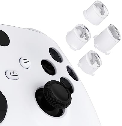 eXtremeRate Ersatz ABXY Knöpfe für Xbox Series X/S Controller, Custom 3-farbig Aktionstasten Klassik Symbol ABXY Tasten für Xbox One S/X/Elite V1/V2 Controller-Weiß&Transparent&Grau
