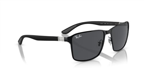 Ray-Ban Unisex Rb3721 Sonnenbrille, Mattschwarz auf Schwarz/Dunkelgrau, 59 mm