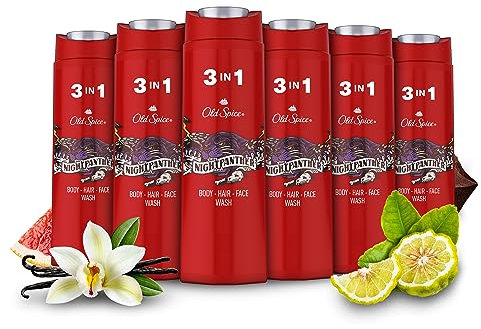 Old Spice Night Panther Shower Gel & Shampoo For Men 400 ml, 3-in-1 Body-Hair-Face Wash, Long-lasting Fresh