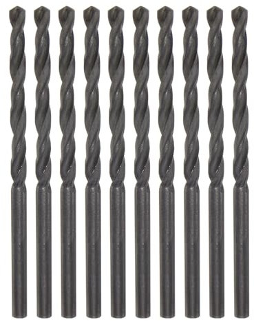 sourcing map 10pcs Jobber Drill Bits 3.5mm (9/64) Nitride Coated High Speed Steel (HSS) 4241 Twist Drill Bits for Stainless Steel Copper Aluminum Alloy Metal Wood Plastic, Black
