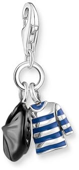 THOMAS SABO Damen Charm-Anhänger Baskenmütze und Breton-Shirt Silber 925 Sterlingsilber, Geschwärzt, Kaltemail 2083-664-7