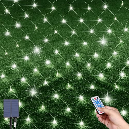 MXJFYY Guirnalda Neta Luz Exterior Jardín, 1.5M*1.5M 96LEDs, Red Solar, Árbol Navidad Con Luces, Impermeable Para Cortina Balcón Ventanas Terraza