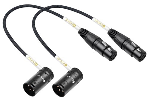 Devinal Rotatable Right-Angle XLR Cable, Adjustable-Angle Low-Profile XLR Microphone Adapter Connector, Right-Angle Male to Straight Female Mic Cord 0.7 FT 2 pcs