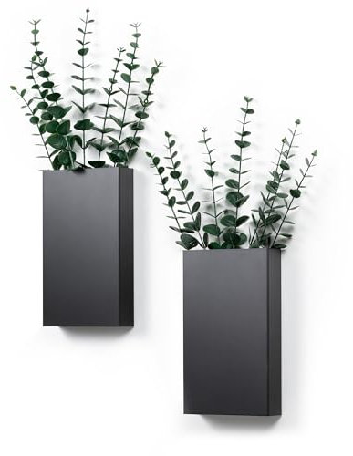 Wandvase, Schwarz, 2 Stück