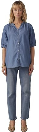 ENVIE DE FRAISE Blouse Grossesse en Denim léger Manches Courtes