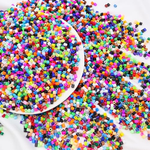 10000 Pezzi Perline da Stirare Perline a Fusione da 5 mm Perlina Fusibili Colorate 50 colori Creativo DIY Perlina Artigianali Idea Regalo per Feste di Compleanno