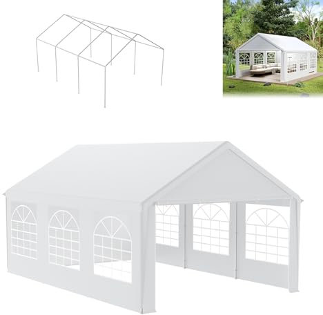 UISEBRT Carpa para fiestas resistente de 4 x 6 m con techo de polietileno de 170 g/m² y paneles laterales con ventana de 130 g/m², resistente a la intemperie, 4 x 6 cm, para fiestas de jardín, bodas