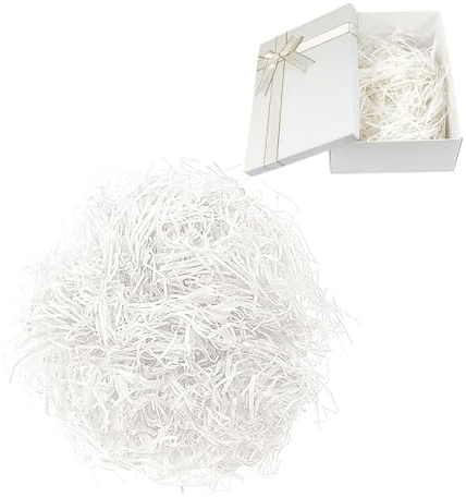 Pilyero 300g Virutas de Papel para Regalos, Champán Claro,Adecuado para Decorar y Proteger Regalos (Blanco)