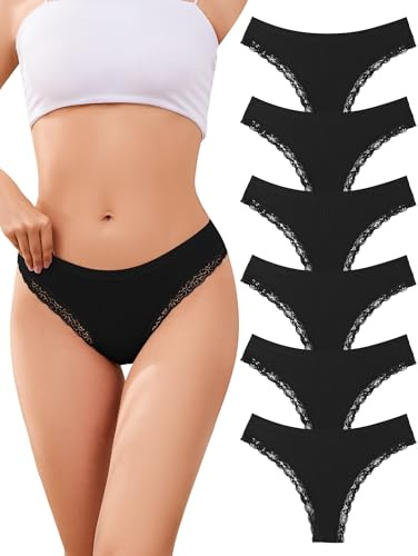 ANSUKOO Stringtrosor Dam Bomull, String Trosor UnderkläDer Flerpack | 6 Pack LåGmidjade Women Underwear Brazilian Stringtrosa,SöMlöSa Tanga Damtrosor,Invisible Trosa, Trosor Dam Flerpack Bomull