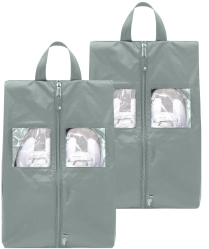 TRAVEL DUDE Skopåsar, 2-pack, med genomskinligt fönster, vattenavvisande, ultralätta och dammtäta, skopåsar för små och stora skostorlekar, för förvaring i resväska, stålblå