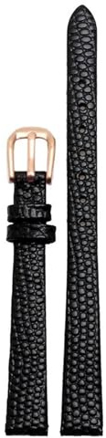 Äkta läderarmband damarmband ödlor litet armbandsur(Black rose buckle,10mm)