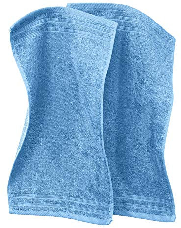 Erwin Müller Gästetuch Heidelberg 2er- Pack 100% Baumwolle hellblau Größe 30x50 cm - leichte Qualität, saugstark, schnelltrocknend, kompakt - ideal für Sport, Strand, Reisen