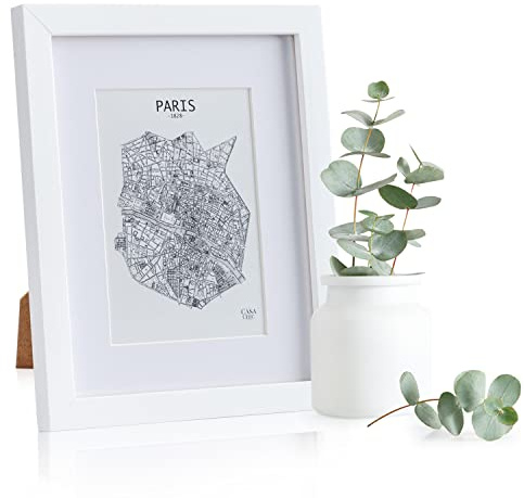 Casa Chic Cadre Photo, Cadre Photo en Bois de 28x23 cm, Cadres photo, Porte Photo Mural, Cadre Decoration Murale Pele Mele, Affichage Vertical/Horizontal, avec Protection Verre et Passe Partout Inclus