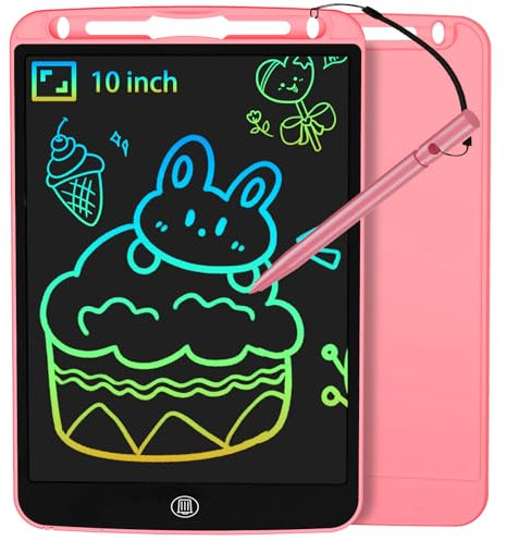 JOEAIS Tavoletta Grafica 10 Pollici, Lavagnetta LCD Pad di Disegno Elettronico per Imparare,Scarabocchiare e Prendere Appunti, Regali di Natale e Compleanno Giocattoli per Bambini e Bambine (Rosa)