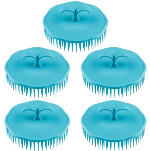 FRCOLOR Lot de 5 brosses de massage en plastique pour le cuir chevelu - Pour un usage humide ou sec - Pour le soin du cuir chevelu - Améliore la circulation du corps.