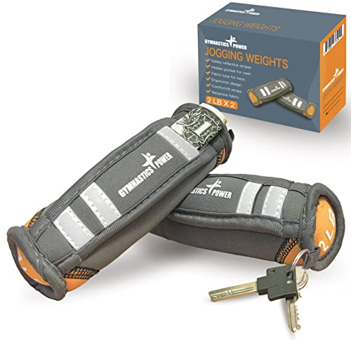 Gymnastics power hand weights for walking, 1 Kg Soft Neoprene Jogging weights for woman, Reflective Strap dumbbells set