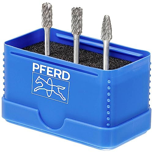 PFERD Hartmetall-Hochleistungskleinfrässtift Set, 3-teilig | Zahnung ALLROUND, Schaft-ø 3 mm, Frässtift-ø 6mm | 21901404 – für den universellen Einsatz auf den wichtigsten Werkstoffen
