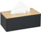 Relaxdays Tücherbox mit Deckel aus Bambus, fürs Bad, modernes Design, Kunststoff, HxBxT: 10 x 26 x 14 cm, schwarz/Natur
