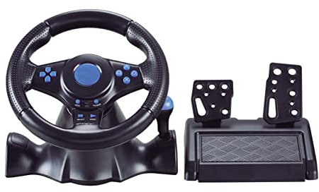 VBESTLIFE Volante de PC, Volante de Carrera de Juego de Rotación de 180 Grados con Pedal para para PC