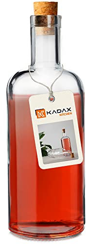 KADAX Bottiglia di vetro con tappo di sughero, bottiglia da 700 ml, in vetro di sodio e calcio, bottiglie vuote, bottiglia di liquore con tappo naturale, bottiglia di olio, aceto (1 pezzo)