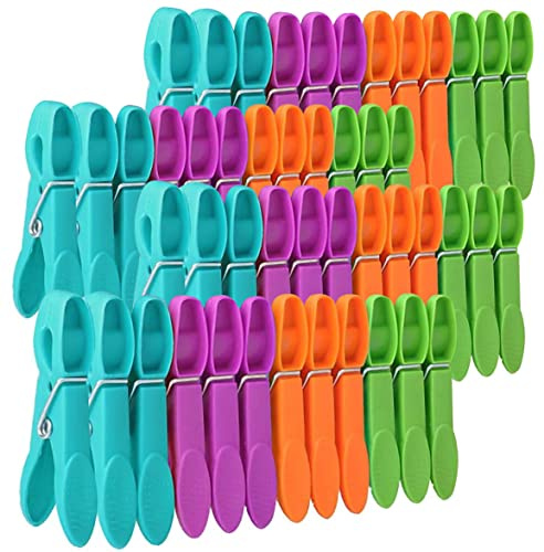 48 PCS Clothes Pins, Colored Clothespins for Clamping Tighter, Plastic Clothes Pins Heavy Duty Outdoor, Non-Slip Clips for Hanging Clothes, Socks, Towels, Crafts and Food Sealing