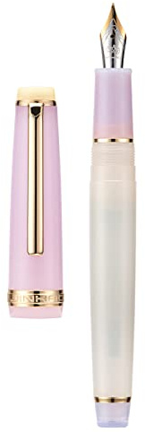 erofa Jinhao 82 Pluma estilográfica, punta extrafina con borde dorado, barril transparente rosa y blanco con convertidor,G6J5TDHRSG15GH