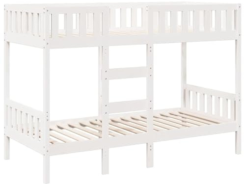 vidaXL Letto a castello bianco 75 x 190 cm in legno di pino massiccio, telaio letto a castello basso, mobili per camera da letto, telaio letto a castello con gradini